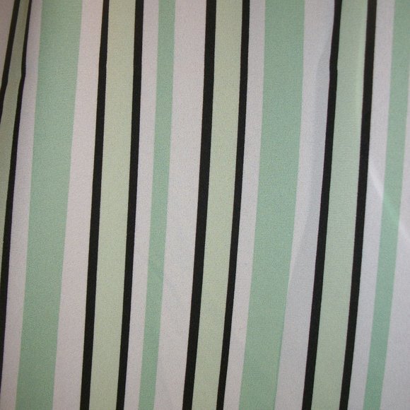 CATO Sz M NWT Button Down Shirt Hi-Lo Twist Front Green Black & White Stripes - Picture 6 of 11